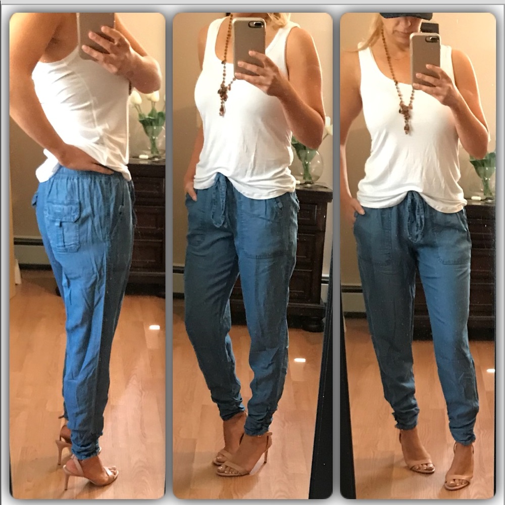 Best Seller💗Gorgeous denim wash joggers - Picture 2 of 10